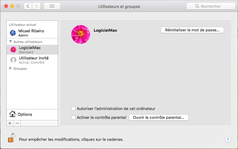 Compte utilisateur Mac